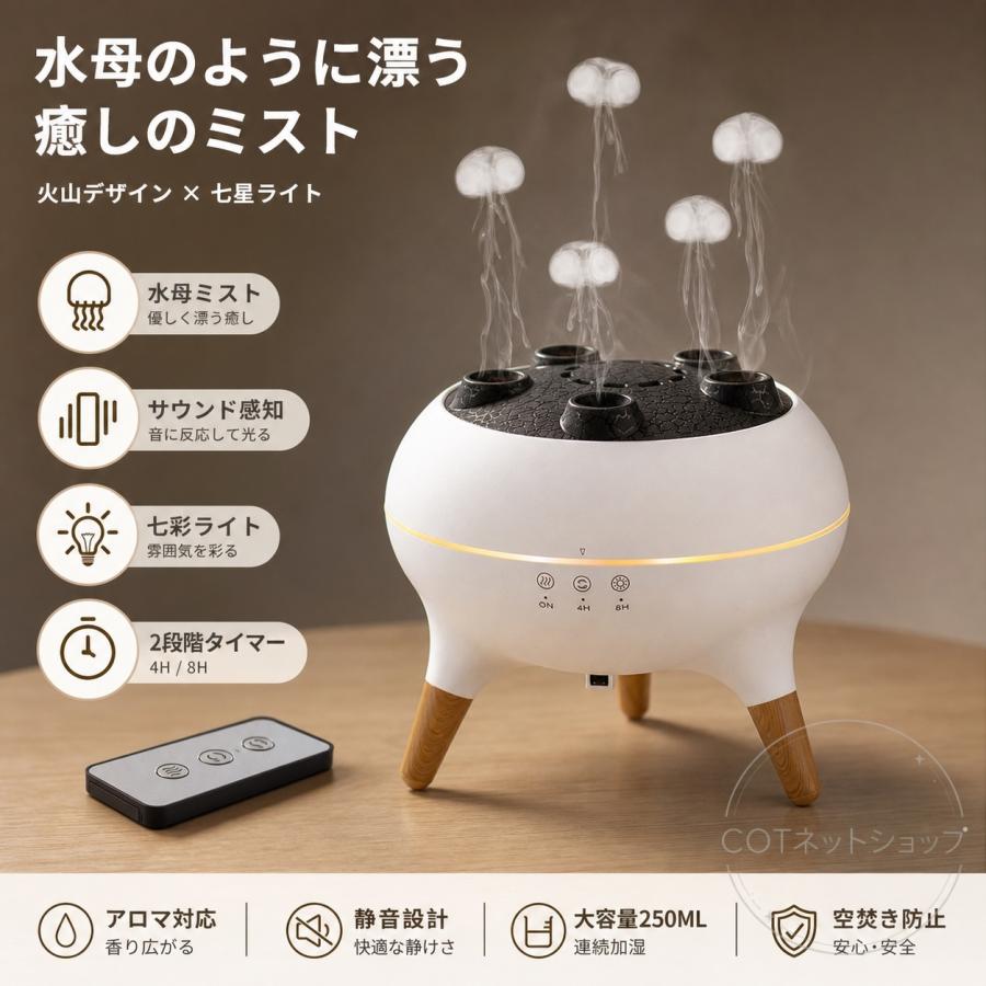 加湿器 卓上 250ml 超音波加湿器 小型 ミスト調節 2段階加湿 LEDライト付 静音 お手入れ簡単 デスク用 コンパクト 省スペース 乾燥対策 花粉対策 オフィス 寝室 |  | 10