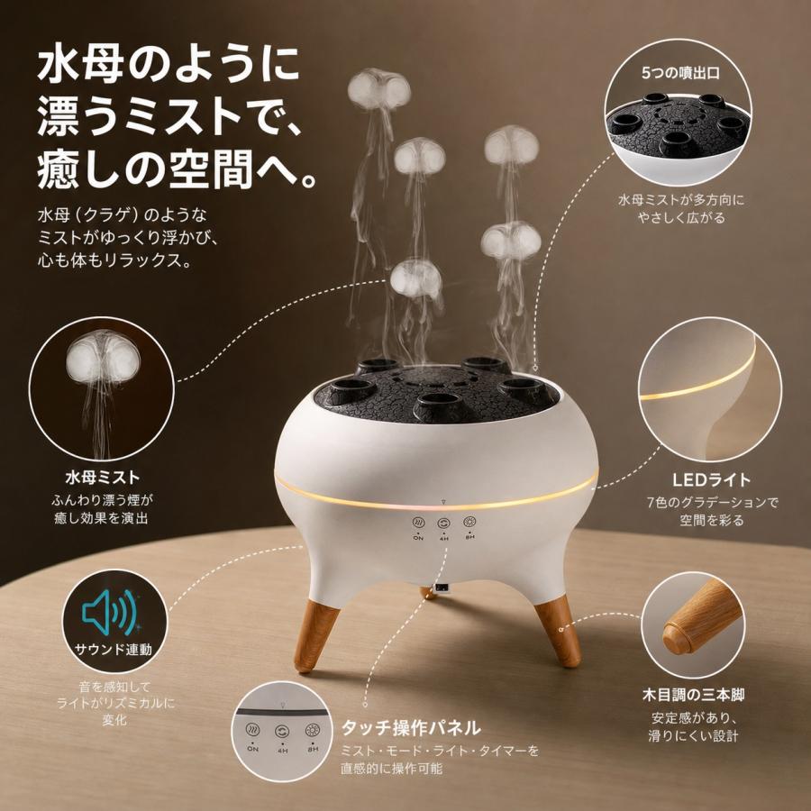 2026最新型 加湿器 卓上 250ml 超音波加湿器 小型 卓上加湿器 ミスト調節 2段階加湿 LEDライト付 静音 お手入れ簡単 ウイルス対策 乾燥防止 花粉 オフィス |  | 02