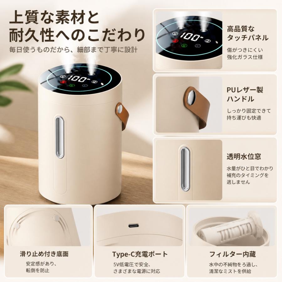 2026最新型 加湿器 大容量2.5L 超音波加湿器 3段階ミスト調節 LEDライト付 UV除菌 強力加湿 空気浄化 静音 水漏れ防止 空焚き防止 乾燥防止 花粉 上部給水 |  | 06