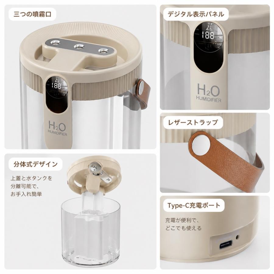 2026最新型 加湿器 大容量1.5L 超音波加湿器 トリプルスプレー LEDライト付 デジタル表示 強力加湿 空気浄化 静音 ウイルス対策 乾燥防止 花粉 上部給水 |  | 05