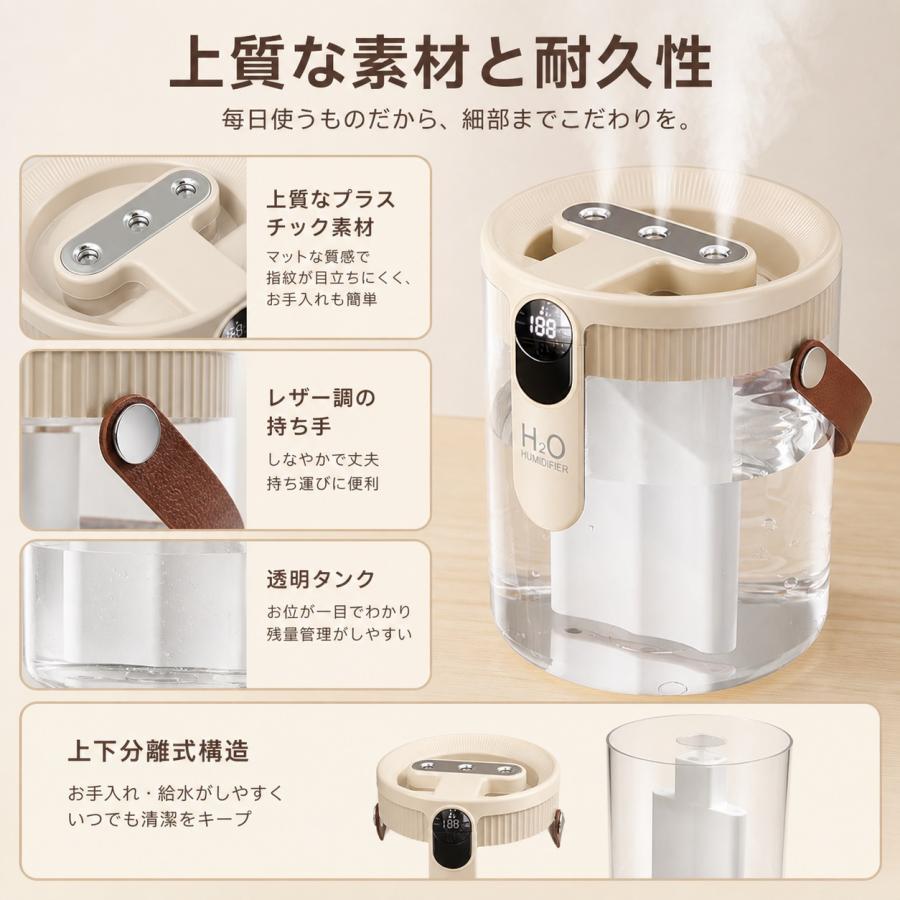 2026最新型 加湿器 大容量1.5L 超音波加湿器 トリプルスプレー LEDライト付 デジタル表示 強力加湿 空気浄化 静音 ウイルス対策 乾燥防止 花粉 上部給水 |  | 06