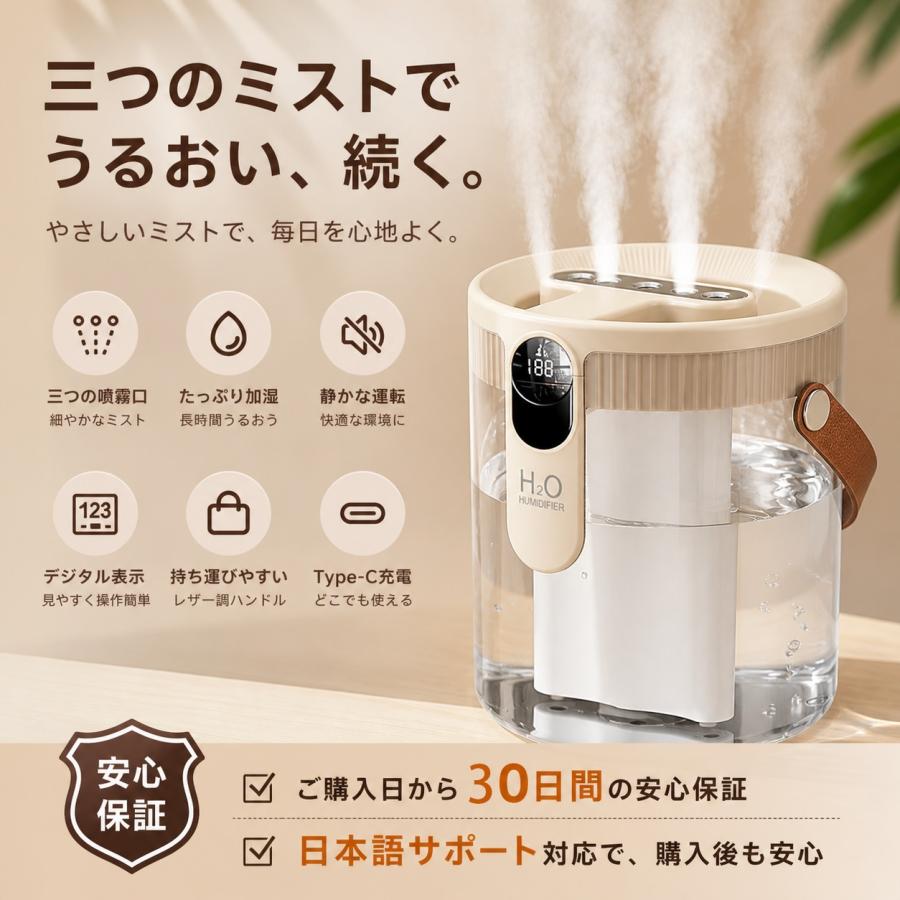 2026最新型 加湿器 大容量1.5L 超音波加湿器 トリプルスプレー LEDライト付 デジタル表示 強力加湿 空気浄化 静音 ウイルス対策 乾燥防止 花粉 上部給水 |  | 08
