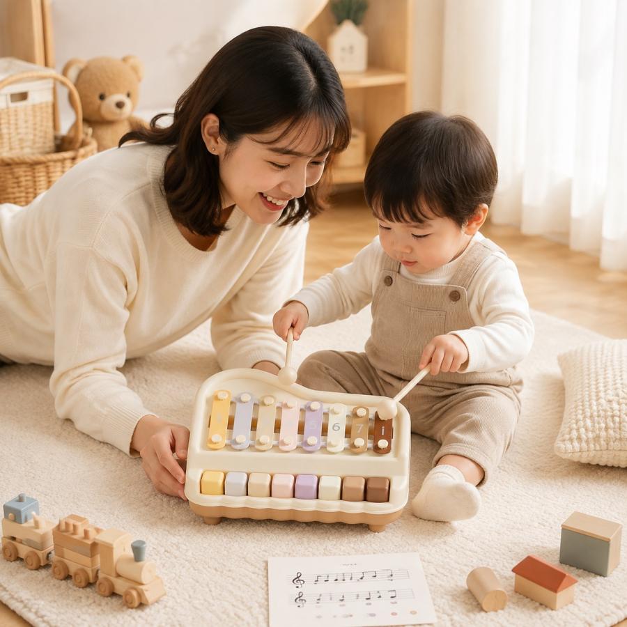 知育玩具 赤ちゃん 音あそび玩具 手たたき琴 八音琴 ベビー用 楽器 早期知育 手指遊び リズム遊び 室内遊び はじめての音楽体験に 乳幼児向け |  | 10