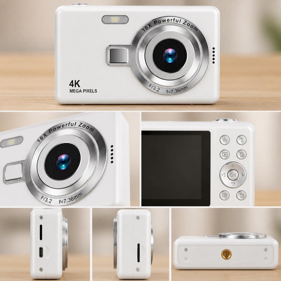 デジカメ デジタルカメラ 4K 5000万画素 16倍ズーム 高画質 小型 軽量 初心者向け AFオートフォーカス 手振れ補正 IPS大画面 vlogカメラ 修学旅行 敬老の日 2026 |  | 07