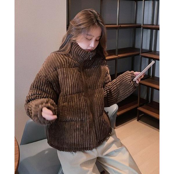 ダウン ダウンジャケット コーデュロイ/合皮ダウン レディース : COT 