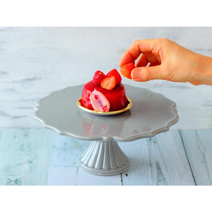 cotta（コッタ） ケーキスタンド 花リム グレー 小（23cm) : cotta