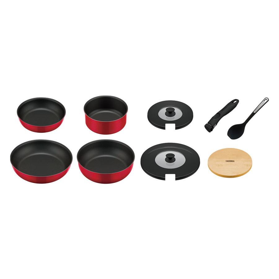 残りわずか サーモス 取っ手のとれるフライパン 9点セット レッド 日本全国送料無料 Www Muslimaidusa Org