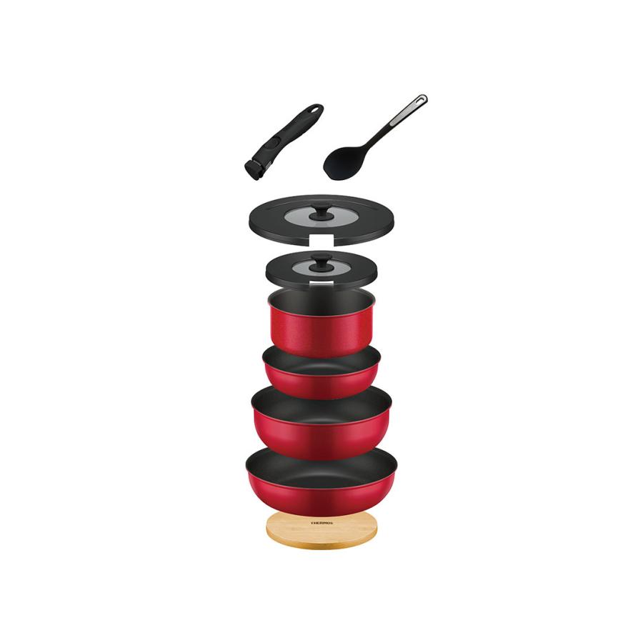 残りわずか サーモス 取っ手のとれるフライパン 9点セット レッド 日本全国送料無料 Www Muslimaidusa Org