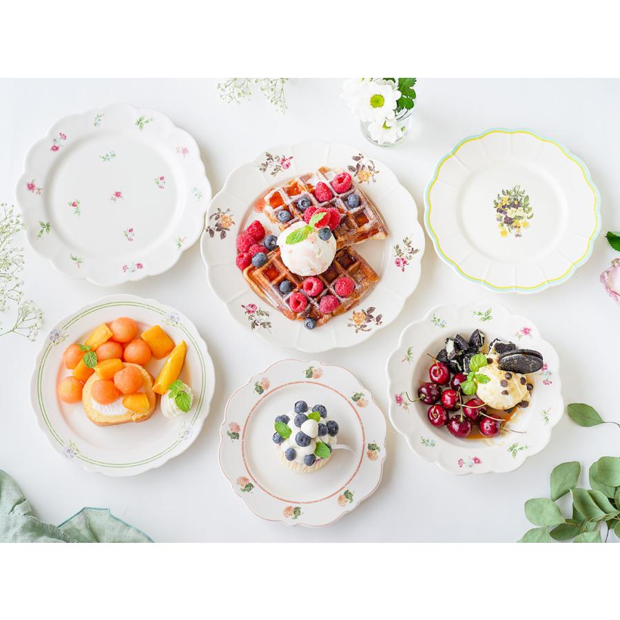 花柄プレート イタリア製 MARUTA 26cmプレート皿 パール柄 ピンクブルーの花模様