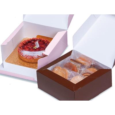 [ケース販売]ケーキ箱 ロックBOX 65-ブラウン 140(トレーなし)の画像