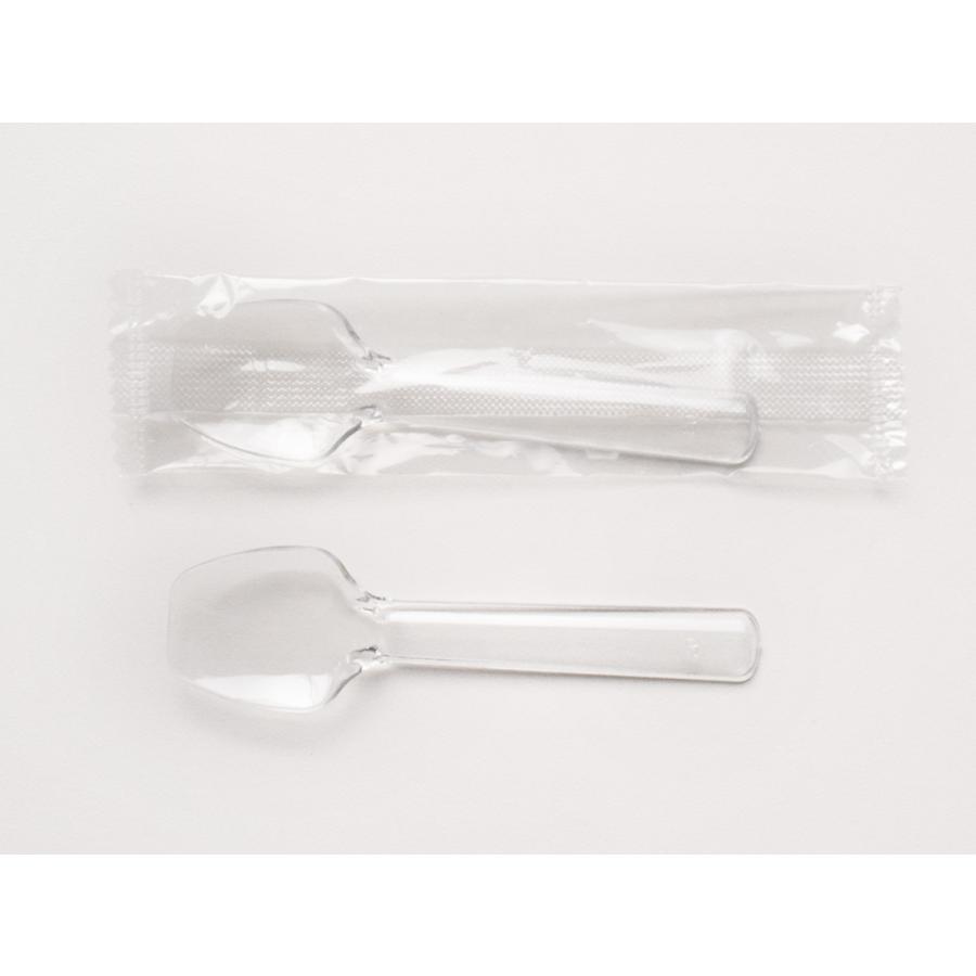 [ケース販売]プラスプーン 8cm 透明 単袋(100本入り）