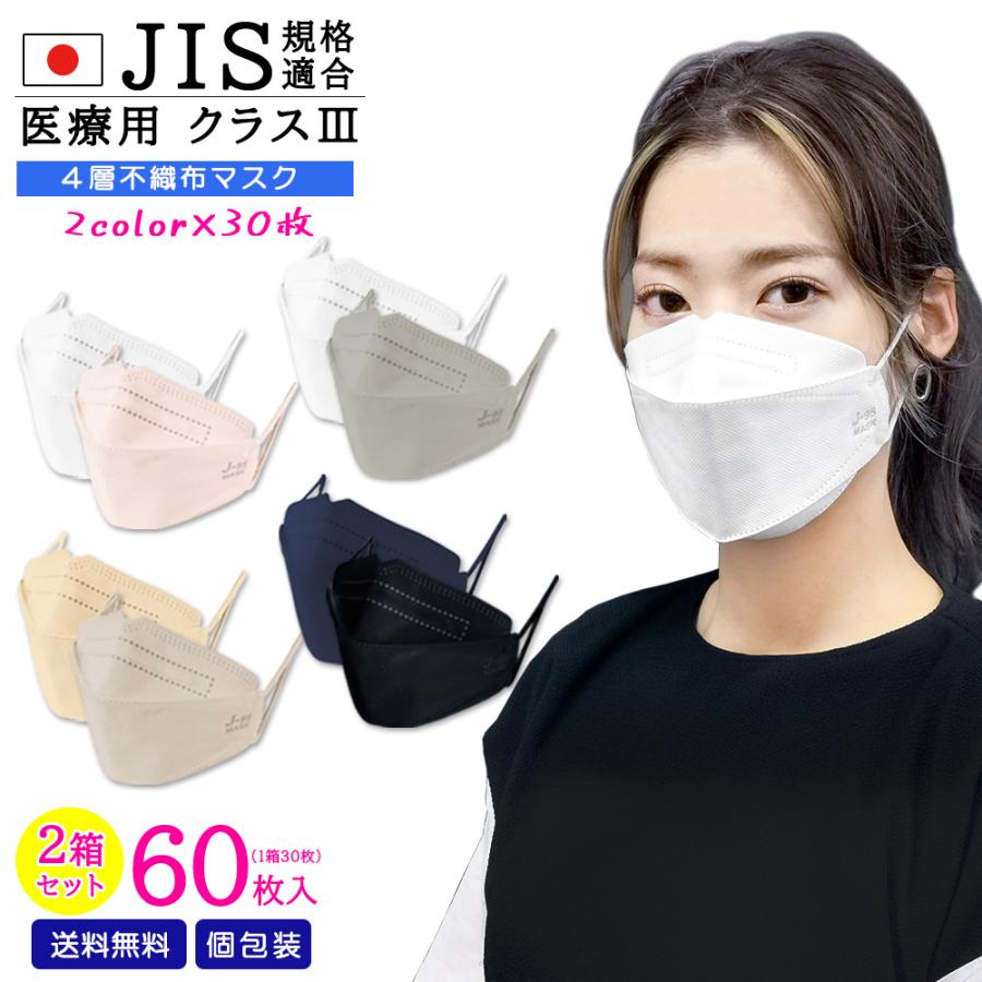 2色セット合計60枚】【J-95】【JIS規格適合 医療用クラス3】4層