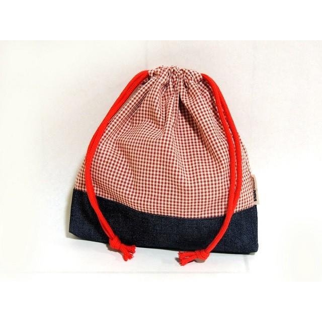 ツートン両絞り巾着袋 横21×縦23センチ : コットンニーナ・ヤフー店