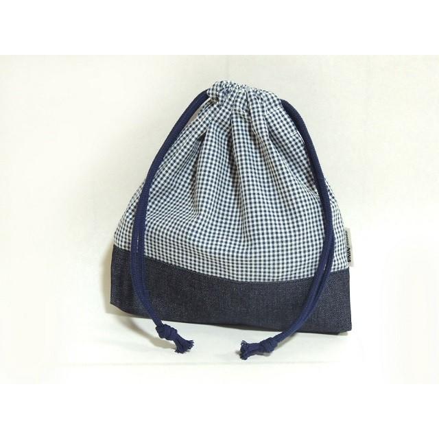 ツートン両絞り巾着袋 横21×縦23センチ : コットンニーナ・ヤフー店