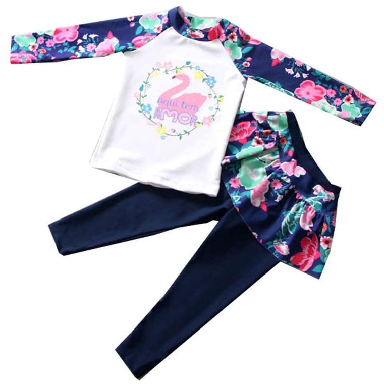 Ymgot キッズ 水着 女の子 セパレート 長袖 2点セット ガールズ 水着 ベビー 子供 スイムウェア ラッシュガード Uvカット 3 Dekojaluzele Ro