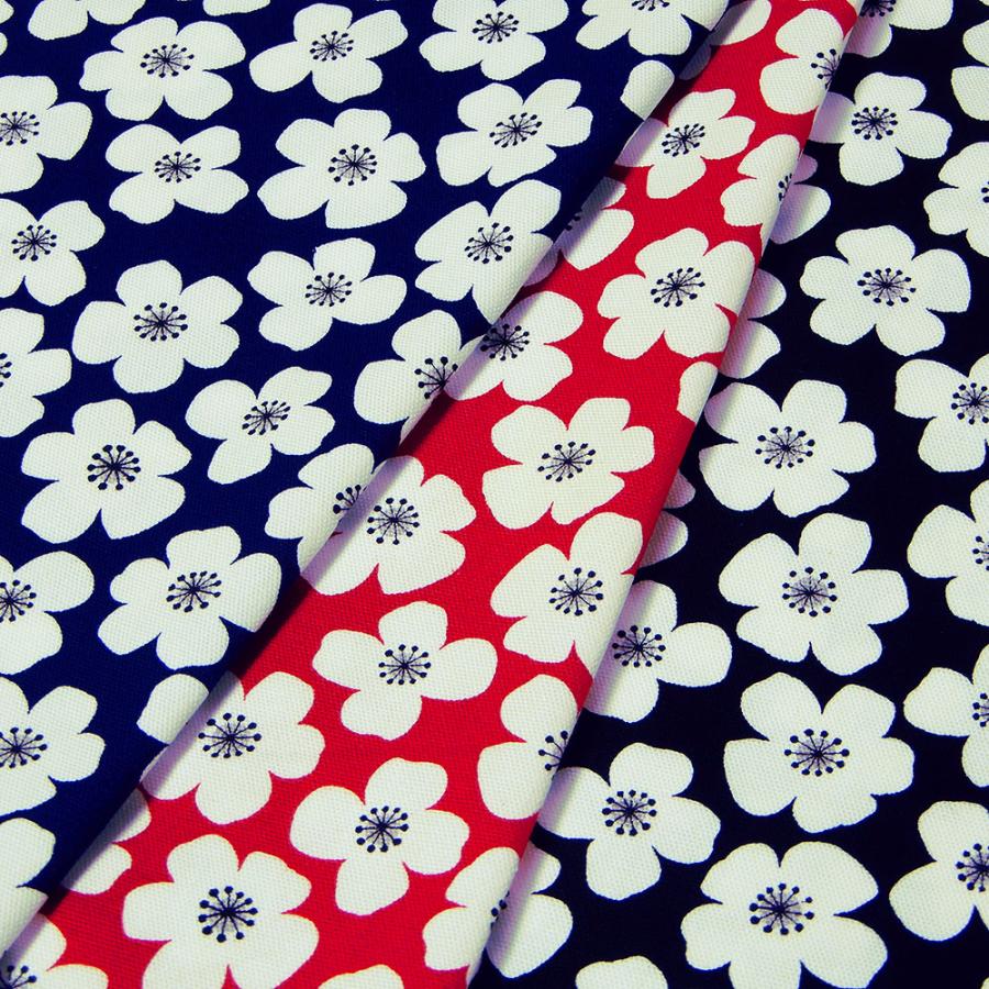 生地 花柄 オックス 布 北欧風 赤 紺 黒 系 女の子 布地 110cm幅