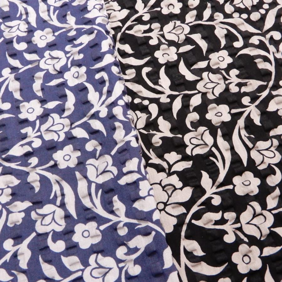 リップル 生地 花柄 コラージュ2 浴衣 パジャマ 夏物 布 甚平 おしゃれ レトロモダン 黒 紺 系 布地 110cm幅 商用利用可  メール便1mまで : コットンハウスセシール 生地 通販 - 通販 - Yahoo!ショッピング