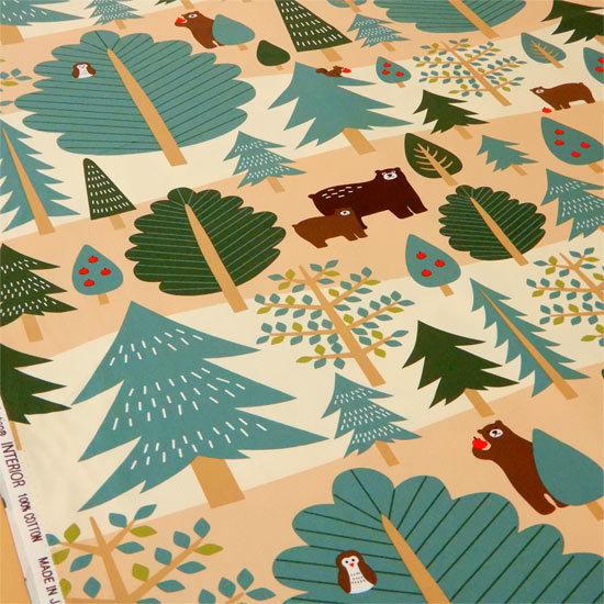 北欧風 生地 動物柄 オックス 広幅 森とクマ 布 おしゃれ W巾 広巾 北欧柄 布地 150cm幅 商用利用可能 メール便1mまで可 745 コットンハウスセシール 生地 通販 通販 Yahoo ショッピング