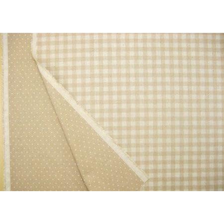 綿麻 生地 布 チェックと水玉柄 リバーシブル ベージュ ドット コットンリネン メール便2mまで可能 1a コットンハウスセシール 生地 通販 通販 Yahoo ショッピング