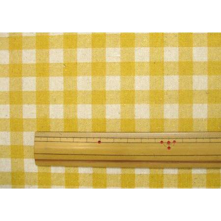 綿麻 生地 布 チェックと水玉柄 リバーシブル 黄色 ドット コットンリネン メール便可 ハンドメイド 2c コットンハウスセシール 生地 通販 通販 Yahoo ショッピング
