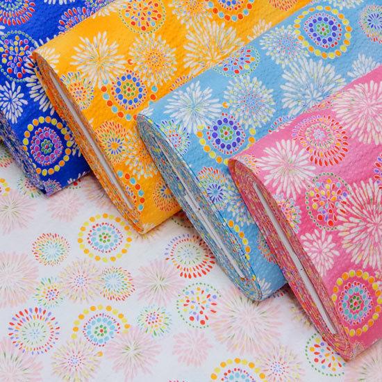 リップル生地 子供 花火 甚平 ゆかた 布 和柄 浴衣 女の子 白 ピンク 紺 水色 黄色 布地 メール便1 5mまで可能 3 コットンハウスセシール 生地 通販 通販 Yahoo ショッピング