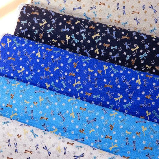 リップル生地 子供向け とんぼ 甚平 ゆかた 布 和柄 浴衣 トンボ 蜻蛉 男の子 白 ベージュ 水色 ブルー 紺 布地 メール便1 5mまで可能 4 コットンハウスセシール 生地 通販 通販 Yahoo ショッピング