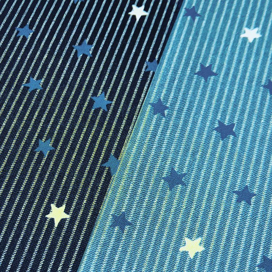 布 生地 ストライプに星 青 紺 系 オックス 綿100% 布地 110cm幅 商用