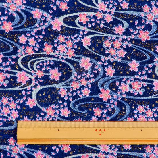 金彩 桜 ちりめん生地 はぎれ 和柄 カットちりめん 35cm×33cm 縮緬生地