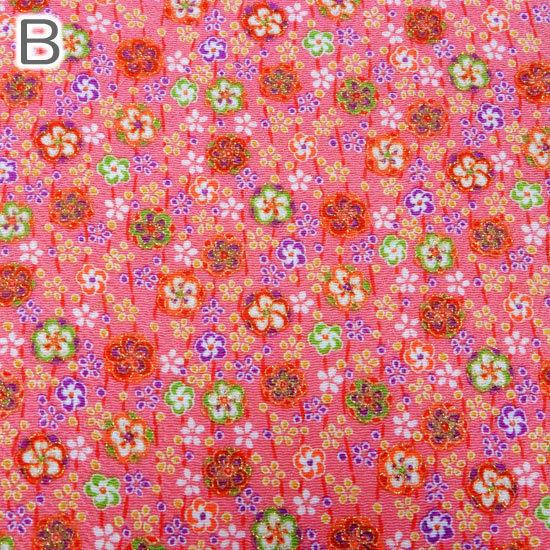 キティ　ちりめん　カオハナ　オレンジ　生地　ハギレ ちりめん 生地 はぎれ 金彩 和柄 カットちりめん 鹿の子柄 金閣 かのこ