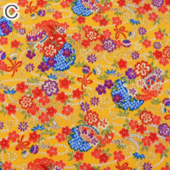 ちりめん 生地 はぎれ 金彩 和柄 カットちりめん 35cm×33cm 縮緬生地