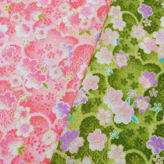 桜 ちりめん 生地 金彩 はぎれ 和柄 カットちりめん 35cm×33cm 縮緬