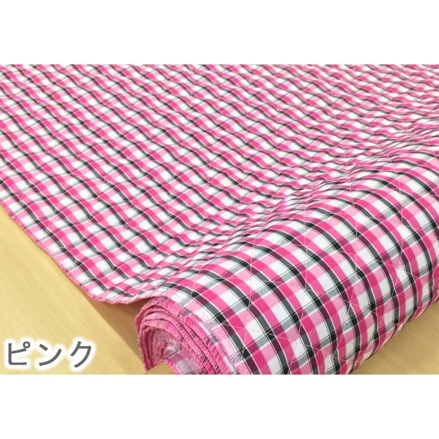 キルティング生地 リバーシブル キルト生地 無地 チェック 青 ピンク