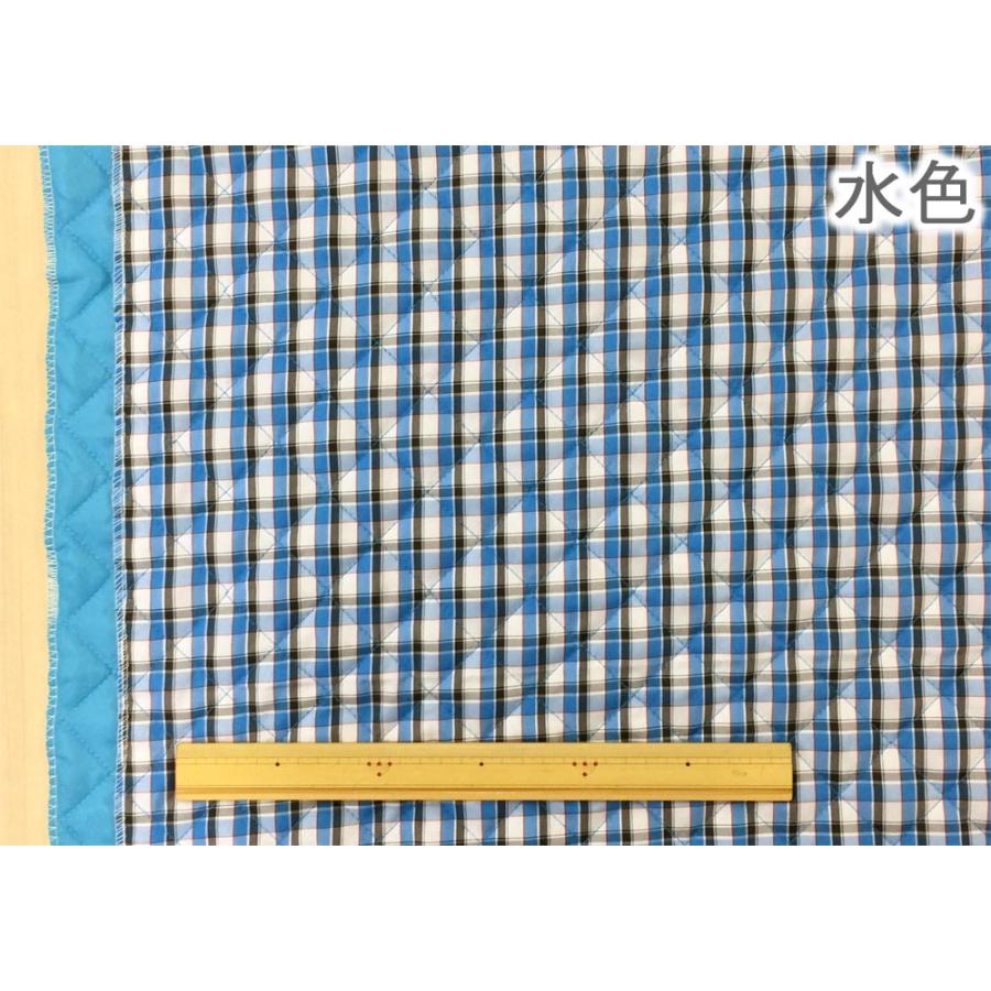 キルティング生地 リバーシブル キルト生地 無地 チェック 青 ピンク