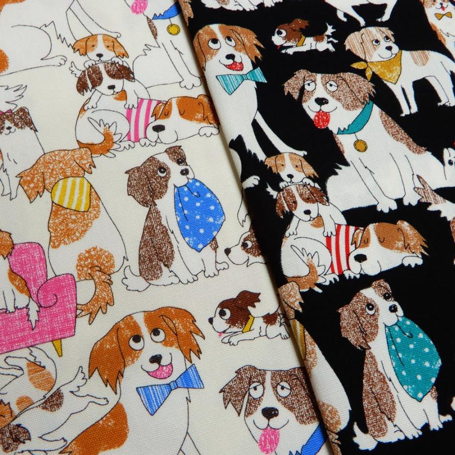 犬柄 生地 オックス わんダフルホリデー2 イラストタッチの犬 布 イヌ  
