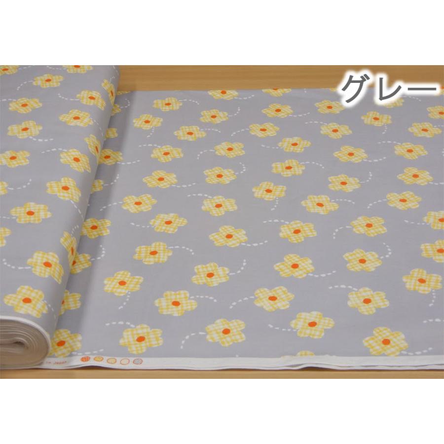 生地 オックス 花柄 プラッドパターン チェックのお花 プリント 布 紺