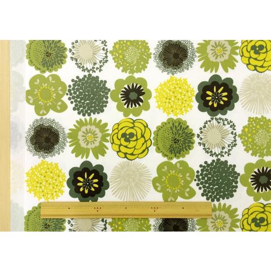 ラミネート生地 マリメッコ風 北欧風 花柄 布 つや消し 幅広 大柄