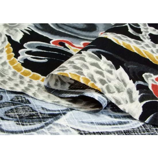 和柄 生地 轟 雲龍 綿 布 おしゃれ ドビークロス ドラゴン 黒 和柄 生地 轟 雲龍 綿 布 おしゃれ ドビークロス ドラゴン 黒