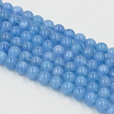 新到着 Beads Stone Natural Aquamarine 8MM 特別価格Asingeloo for Loose好評販売中 Round Making Jewelry ネックレス、ペンダント