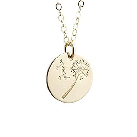 海外からの人気商品を直輸入特別価格Dandelion Wish Necklace Gold Filled Round Pendant Flower Jewelry 18 Inch Le好評販売中