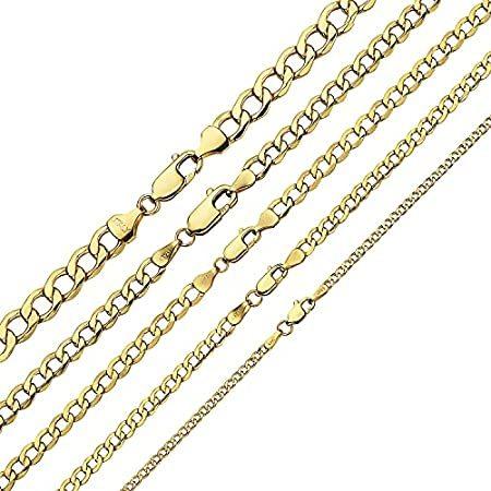宅配 特別価格14K Gold 2.5MM, 4MM, 5MM, 6.5MM, 7.5MM, 9MM Cuban/Curb Chain Necklace and B好評販売中 ペンダントヘッド、チャーム