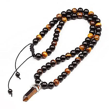 驚きの価格 Onyx Black Necklace Beads Eye Tiger Natural 特別価格Men's Beads 好評販売中 Eye Tiger Necklace イヤリング