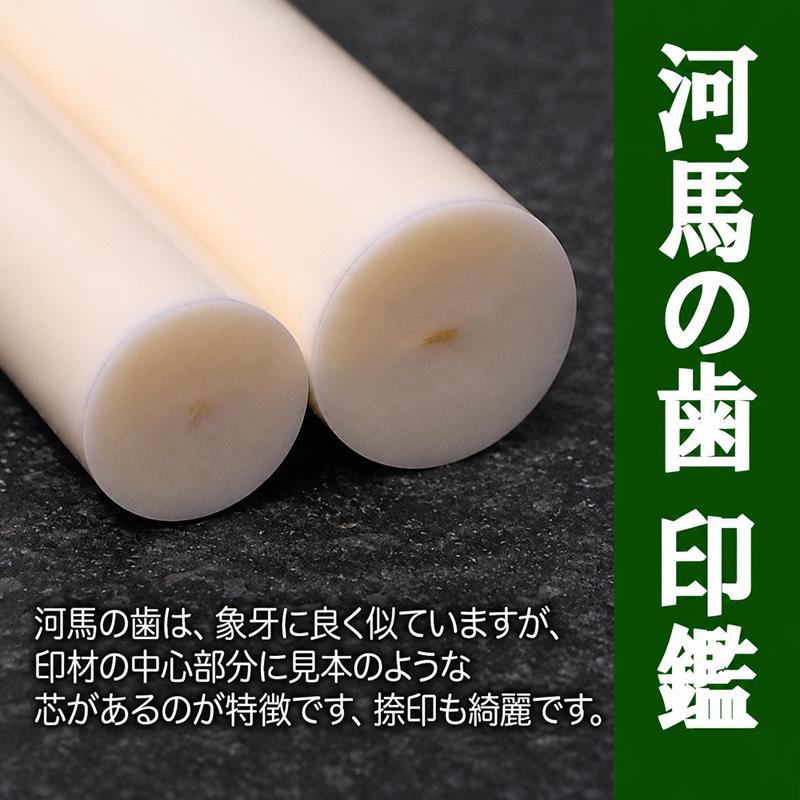 認印 河馬の歯（極上）10.5mm ケース付 現代の名工 山下壽雲作 手