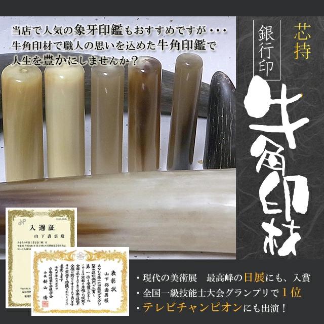 印鑑 銀行印 個人印鑑 牛角印材（色柄入）12mm ケース付 銀行用 男性 女性 手彫り 開運 銀行印 手仕上の画像
