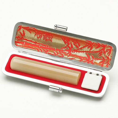 完全手彫り印鑑 銀行印 牛角印材（純白極上）〔13.5mm〕ケース付