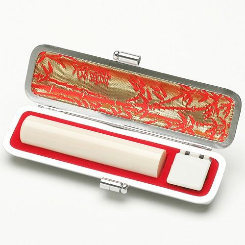 完全手彫り 実印 手彫り印鑑 最高級カバの歯〔13.5mm〕木箱・ケース付