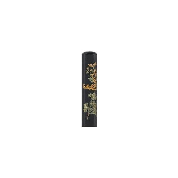 キク/花蒔絵印鑑 黒水牛 〔12mm丸×長さ60mm〕ケース無