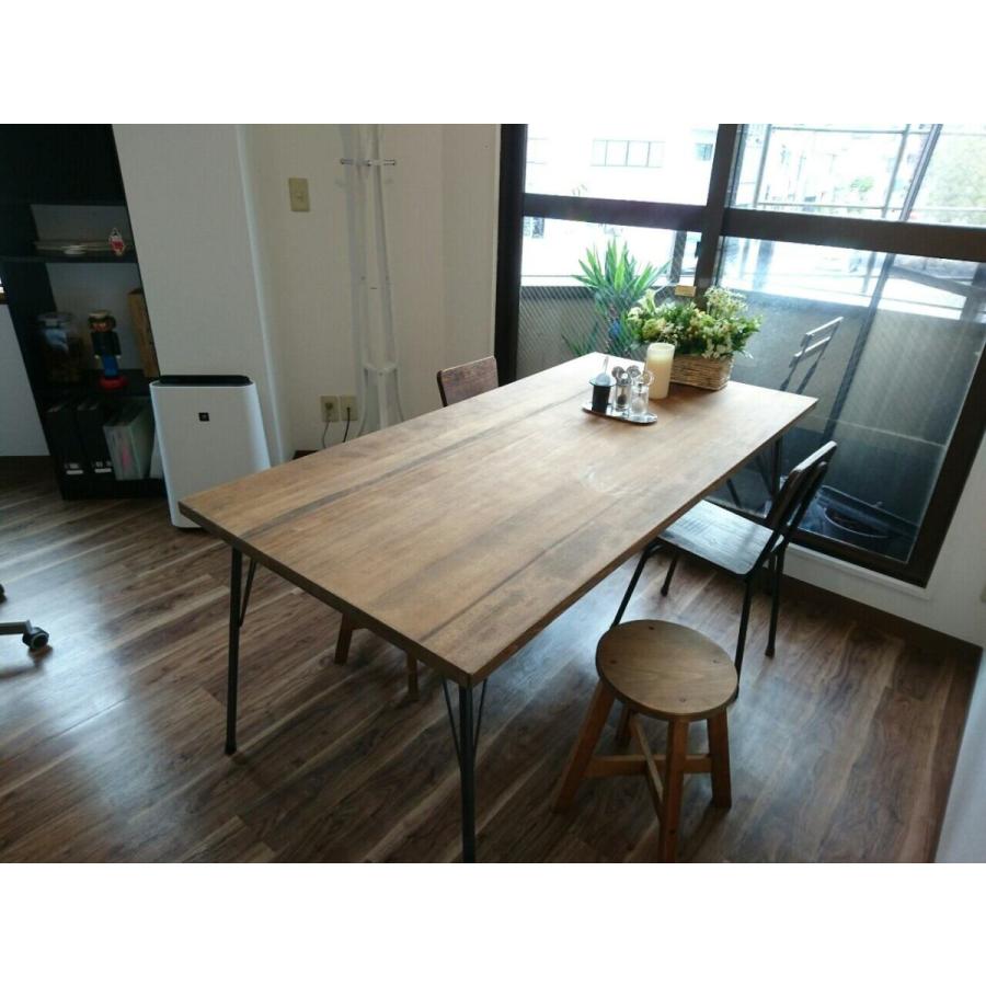 鉄脚テーブル ６０x１２０x高さ７２ｃｍ　カフェ風 　無垢 　アイアンテーブル 鉄脚 無垢ダイニングテーブル　男前 会議テーブル_1