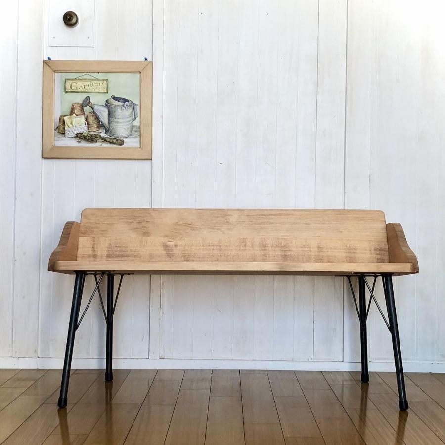 サイズ変更可 背もたれ付アイアンレッグベンチ 110cm カフェ風