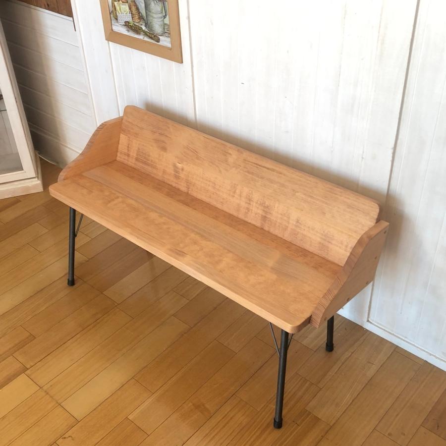 サイズ変更可 背もたれ付アイアンレッグベンチ 110cm カフェ風