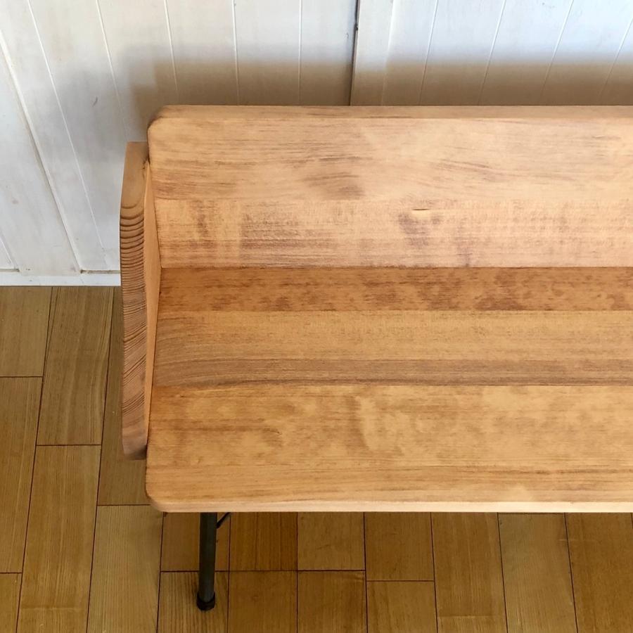 サイズ変更可 背もたれ付アイアンレッグベンチ 110cm カフェ風